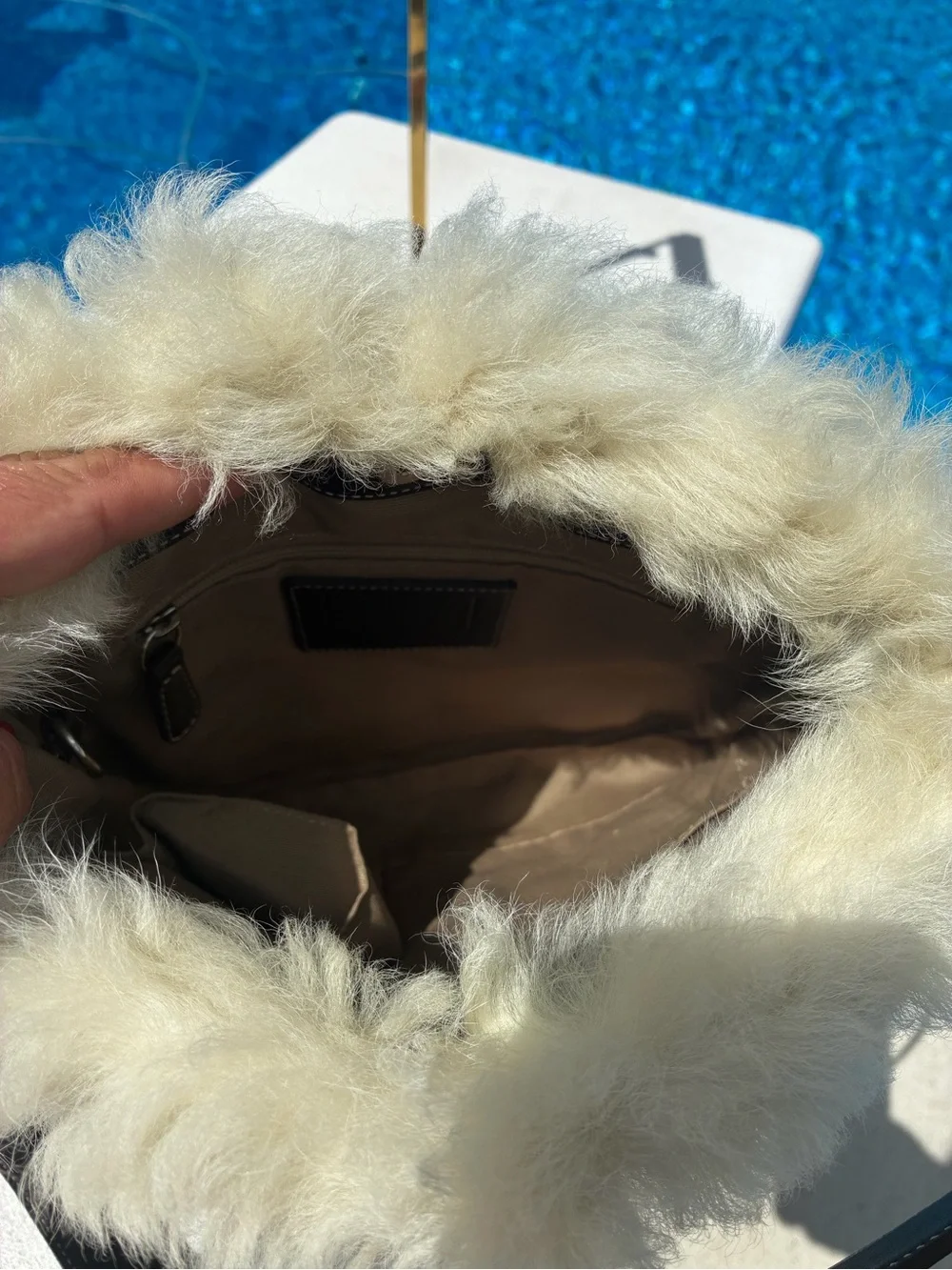 Coach F0528K47 Signature Shearling Fur Trim Shoulder Bag Brown Y2K
